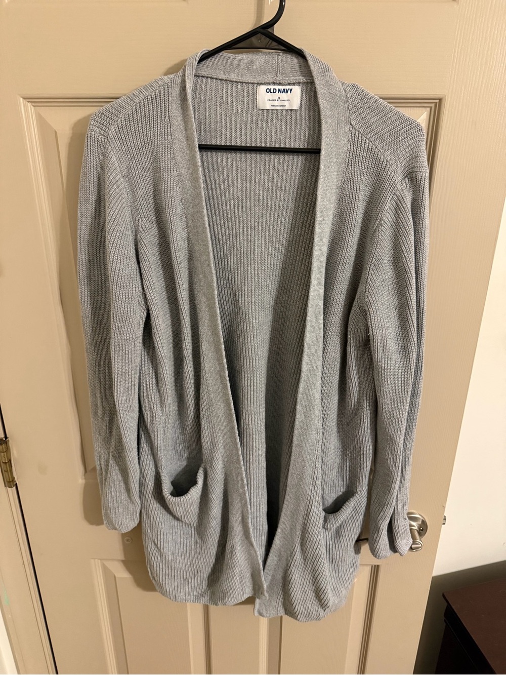 Old Navy Light Gray Ribbed Open Cardigan with Pockets
